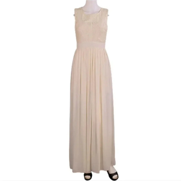 Pitaya Ivory Off-White Maxi Dress With Beaded Lace - Picture 1 of 16